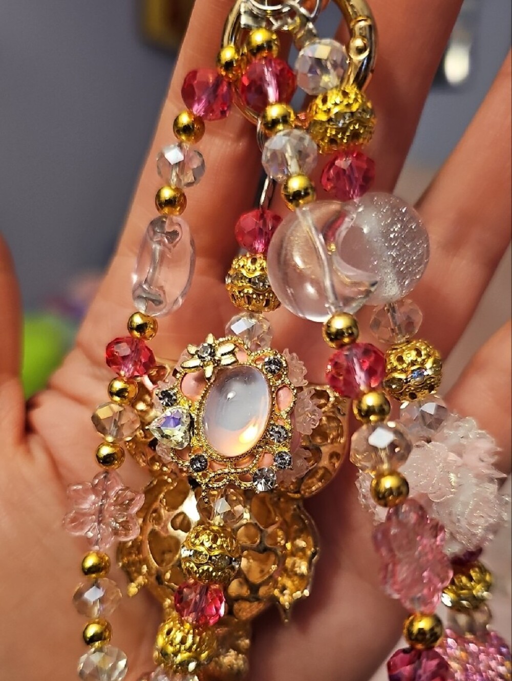 Pink Crystal Owl Purse Charm - Picture 5 of 5